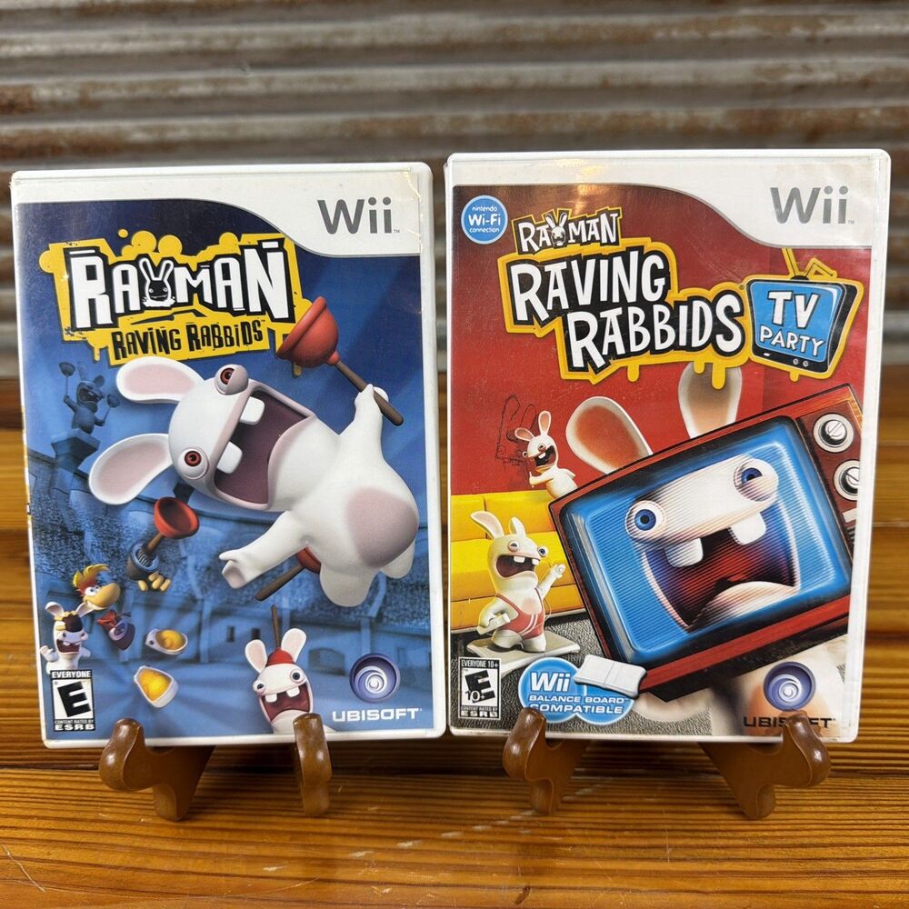 (2) Nintendo Wii Games Rayman Raving Rabbids TV Party & Rayman Raving Rabbits